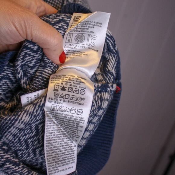 Levi's Crewneck Pullover Sweater Fair Isle Grandpa Cabin Winter Blue M - Picture 6 of 6